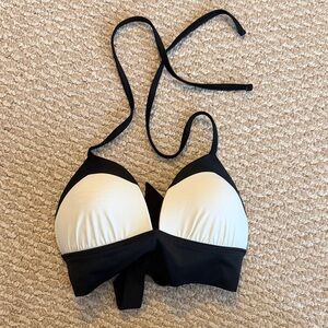 Chic Aerie Black and White Halter Bikini Top